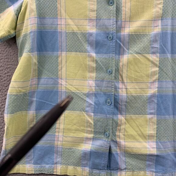 CABIN CREEK Shirt Womens 1X Button Up Blouse Top Plaid Short Sleeve Blue* - Picture 4 of 9